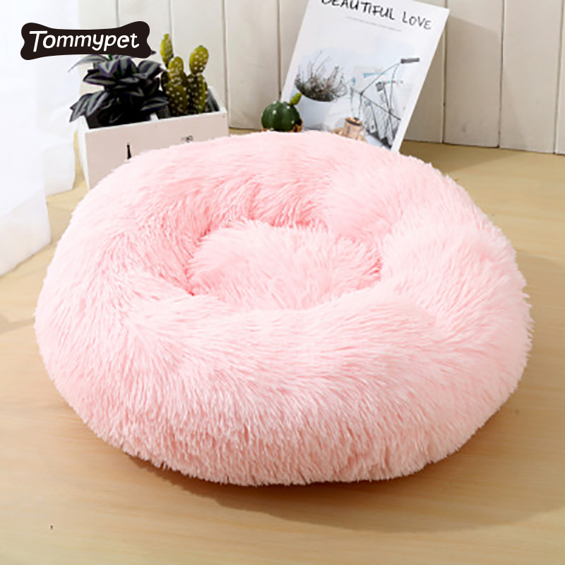 Faux Fur Pet Pet Thoải mái có thể giặt được Super Soft Donut Pet Dog Cat Bed cho chó lớn Ấm áp Hình tròn Tùy chỉnh Fluffy Plush Dog Bed Bed