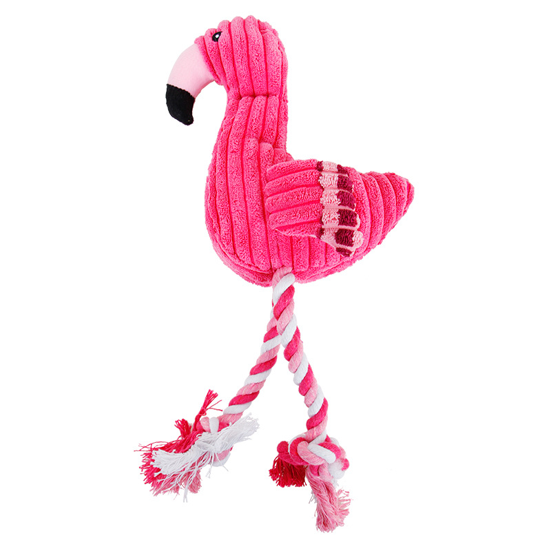 Đồ chơi Cắn thú cưng màu hồng Squeaky Sang trọng Chew Flamingo cho chó Dây thừng Đồ chơi để nhai