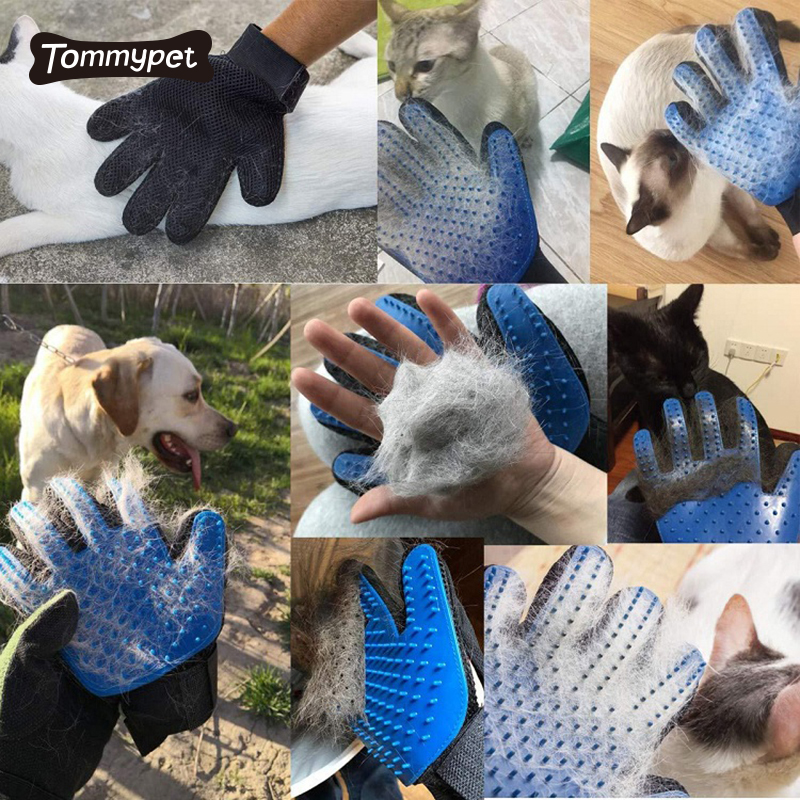 Găng tay tẩy lông thú cưng silicon tùy chỉnh Găng tay chải lông cho thú cưng Guantes de mascotas Găng tay cạo lông bàn chải với 256 mẹo chải lông