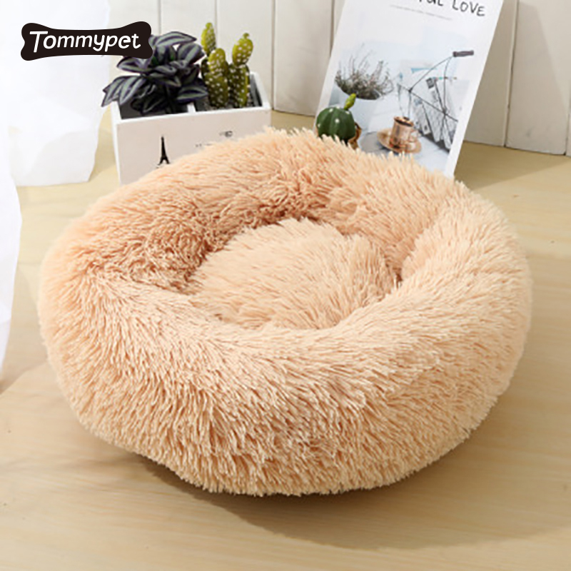 Faux Fur Pet Pet Thoải mái có thể giặt được Super Soft Donut Pet Dog Cat Bed cho chó lớn Ấm áp Hình tròn Tùy chỉnh Fluffy Plush Dog Bed Bed